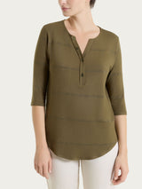 Maglietta a righe con collo a serafino in Viscosa Summer e Lurex Verdi Donna - Ragno