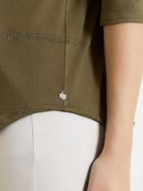 Maglietta a righe con collo a serafino in Viscosa Summer e Lurex Verdi Donna - Ragno