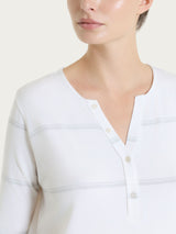 Maglietta a righe con collo a serafino in Viscosa Summer e Lurex Bianchi Donna - Ragno