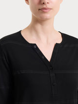 Maglietta a righe con collo a serafino in Viscosa Summer e Lurex Neri Donna - Ragno