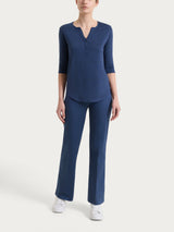 Maglietta a righe con collo a serafino in Viscosa Summer e Lurex Blu Donna - Ragno