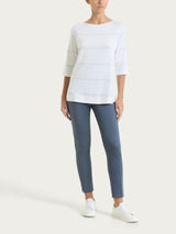 Maglietta a righe con manica 3/4 in Viscosa Summer e Lurex Bianchi Donna - Ragno