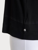 Summer Viscose and Lurex Nero Women's 3/4 Sleeve Striped T-Shirt - Ragno