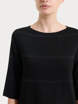 Maglietta a righe con manica 3/4 in Viscosa Summer e Lurex Neri Donna - Ragno