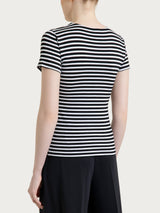 Maglietta skinny a righe in Viscosa Summer Neri Donna - Ragno