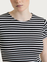 Maglietta skinny a righe in Viscosa Summer Neri Donna - Ragno