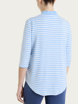 Maglietta con scollo a V a righe in Viscosa Summer Azzurri Donna - Ragno
