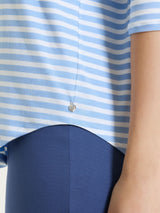 Maglietta con scollo a V a righe in Viscosa Summer Azzurri Donna - Ragno