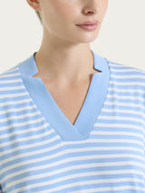 Maglietta con scollo a V a righe in Viscosa Summer Azzurri Donna - Ragno