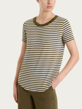 Maglietta girocollo a righe in Viscosa Summer Verdi Donna - Ragno