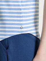 Maglietta girocollo a righe in Viscosa Summer Azzurri Donna - Ragno