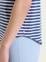Maglietta girocollo a righe in Viscosa Summer Blu Donna - Ragno