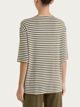 Maglietta boxy a righe in Viscosa Summer Verdi Donna - Ragno