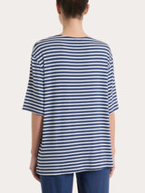 Maglietta boxy a righe in Viscosa Summer Blu Donna - Ragno