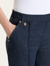 Jeans ampio con nervature e tasche in Light Denim Viola Donna - Ragno