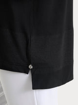 Maglietta girocollo con macro righe in Summer Light e Lurex Neri Donna - Ragno