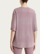 Maglietta girocollo con macro righe in Summer Light e Lurex Viola Donna - Ragno