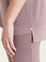 Maglietta girocollo con macro righe in Summer Light e Lurex Viola Donna - Ragno