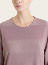 Maglietta girocollo con macro righe in Summer Light e Lurex Viola Donna - Ragno