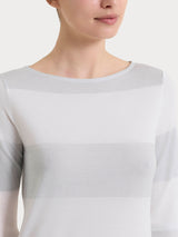 Maglietta con scollo a barchetta e macro righe in Summer Light e Lurex Bianchi Donna - Ragno