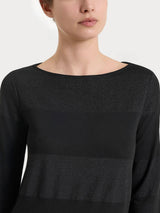 Maglietta con scollo a barchetta e macro righe in Summer Light e Lurex Neri Donna - Ragno