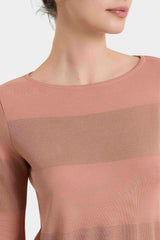 Maglietta con scollo a barchetta e macro righe in Summer Light e Lurex Arancioni Donna - Ragno