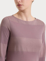 Maglietta con scollo a barchetta e macro righe in Summer Light e Lurex Viola Donna - Ragno