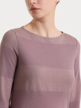 Maglietta con scollo a barchetta e macro righe in Summer Light e Lurex Viola Donna - Ragno