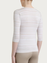 Maglietta a righe alternate con scollo a V in Viscosa Summer Bianchi Donna - Ragno