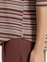 Maglietta a righe alternate con scollo a barchetta in Viscosa Summer Marroni Donna - Ragno