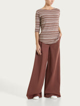 Maglietta a righe alternate con scollo a barchetta in Viscosa Summer Marroni Donna - Ragno