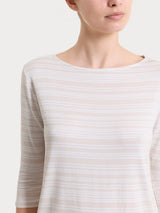 Maglietta a righe alternate con scollo a barchetta in Viscosa Summer Bianchi Donna - Ragno