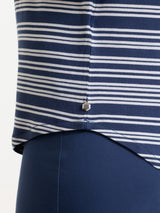 Maglietta a righe alternate con scollo a barchetta in Viscosa Summer Blu Donna - Ragno