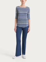 Maglietta a righe alternate con scollo a barchetta in Viscosa Summer Blu Donna - Ragno