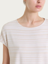 Maglietta girocollo a righe alternate in Viscosa Summer Bianchi Donna - Ragno