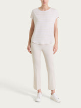 Maglietta girocollo a righe alternate in Viscosa Summer Bianchi Donna - Ragno