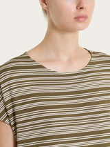 Maglietta girocollo a righe alternate in Viscosa Summer Verdi Donna - Ragno