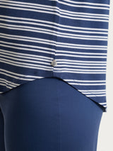 Maglietta girocollo a righe alternate in Viscosa Summer Blu Donna - Ragno