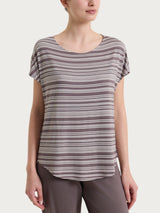 Maglietta girocollo a righe alternate in Viscosa Summer Marroni Donna - Ragno