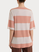 Maglietta girocollo e con macro righe in Summer Light Arancioni Donna - Ragno
