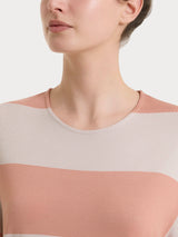 Maglietta girocollo e con macro righe in Summer Light Arancioni Donna - Ragno