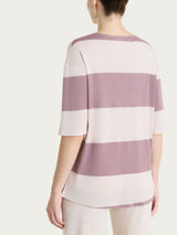 Maglietta girocollo e con macro righe in Summer Light Viola Donna - Ragno
