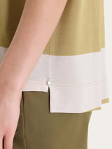 Maglietta girocollo e con macro righe in Summer Light Verdi Donna - Ragno