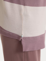 Maglietta con scollo a V e macro righe in Summer Light Viola Donna - Ragno