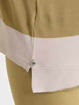 Maglietta con scollo a V e macro righe in Summer Light Verdi Donna - Ragno