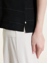 Maglietta con collo a barchetta e micro righe in Summer Light Neri Donna - Ragno