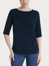 Maglietta con collo a barchetta e micro righe in Summer Light Blu Donna - Ragno