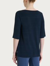 Maglietta con collo a barchetta e micro righe in Summer Light Blu Donna - Ragno