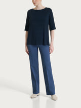 Maglietta con collo a barchetta e micro righe in Summer Light Blu Donna - Ragno