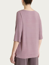 Maglietta con collo a barchetta e micro righe in Summer Light Viola Donna - Ragno